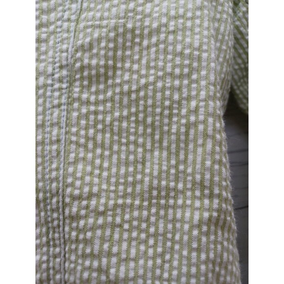 AT LAST Seersucker Striped Blazer Jacket Lined Girls Green White Striped Sz S - Picture 3 of 11